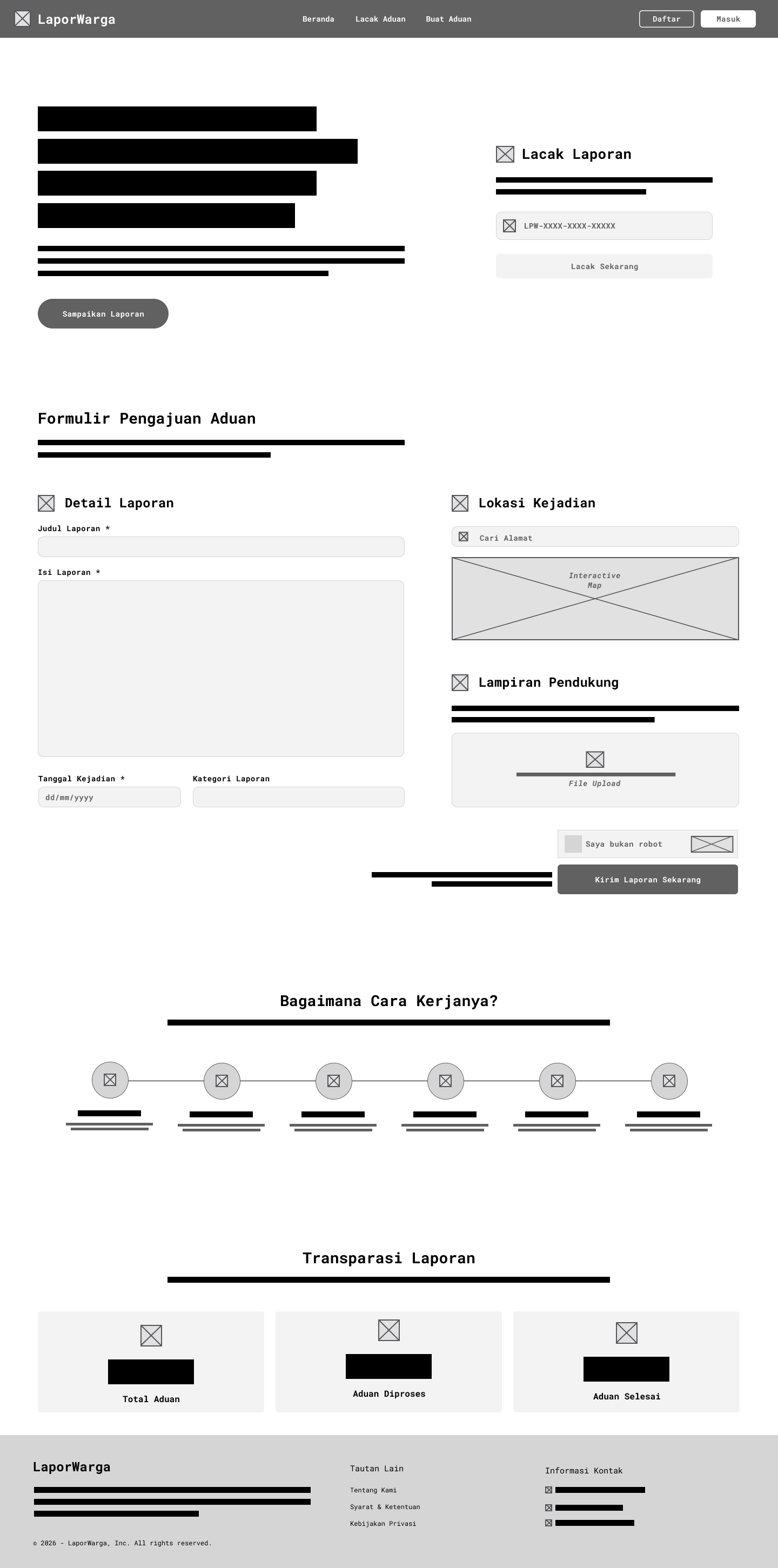 Wireframe lo-fi halaman beranda
